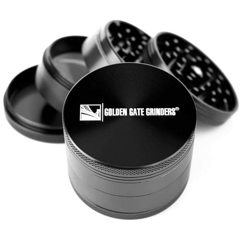 Golden Gate Grinders 2.5" Smoke Crusher Aluminum Tobacco Spice Grinder - Black - GGG