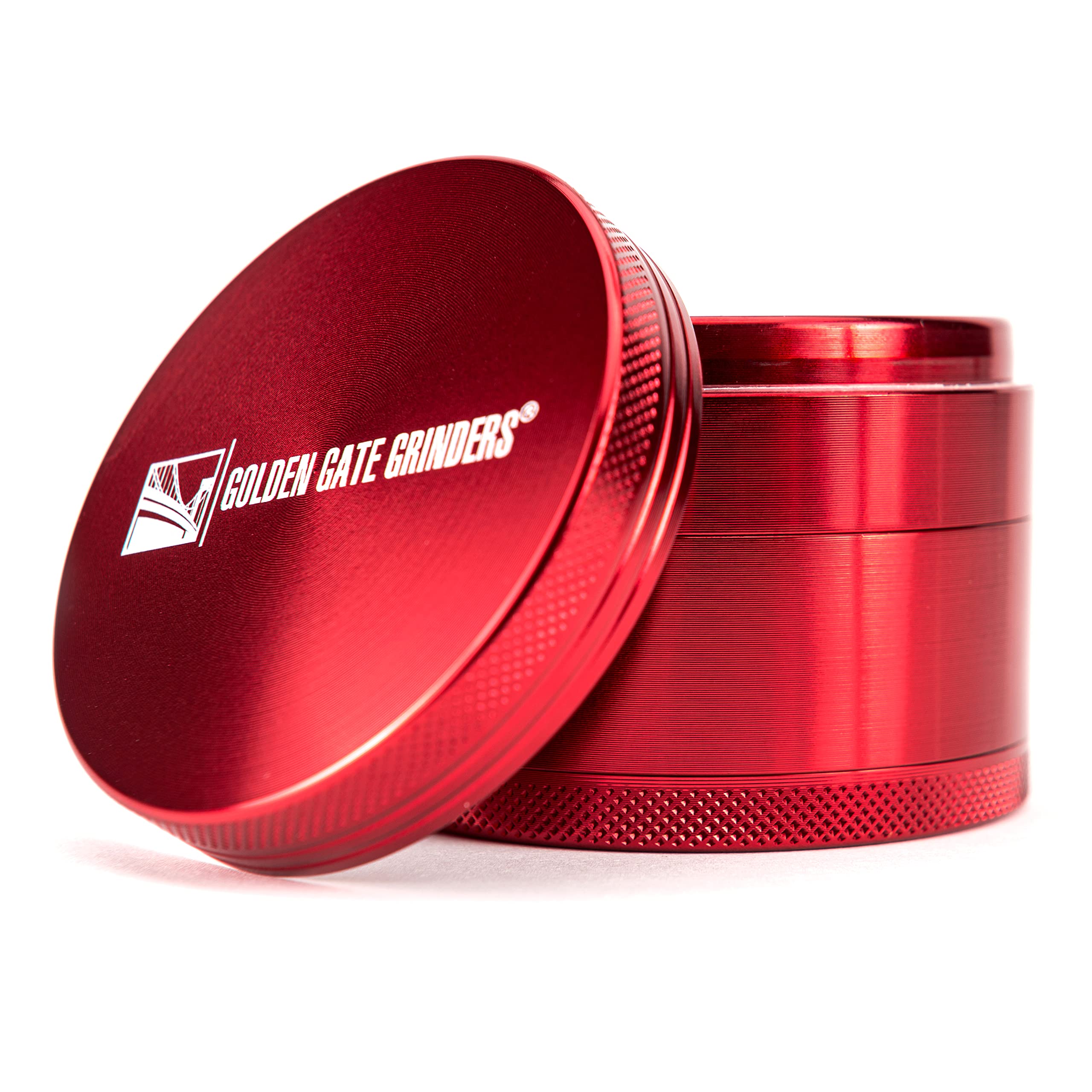 Golden Gate Grinders 2.5" Smoke Crusher Aluminum Tobacco Spice Grinder - Red - the GGG